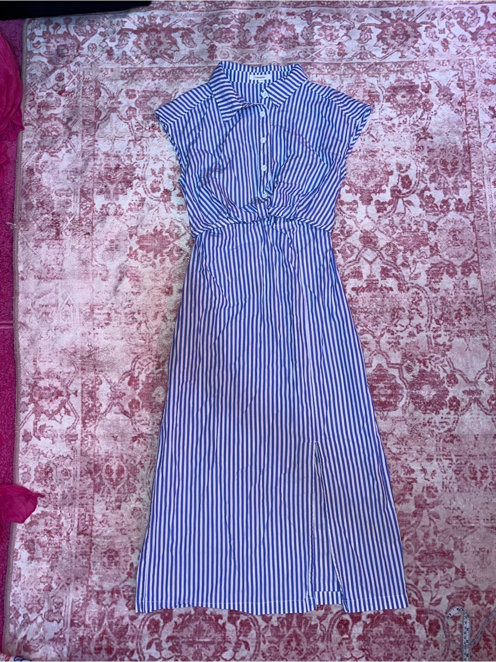 Maurices Blue and White Striped Maxi Shirt Dress